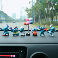 敬平车载车内饰品摆件创意网红男女公仔汽车装饰品卡通内饰 史迪仔6款+七彩气球 平挂摆件