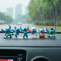 敬平车载车内饰品摆件创意网红男女公仔汽车装饰品卡通内饰 史迪仔6款+防滑垫 平挂摆件