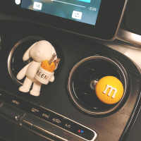 敬平汽车ins可爱垂耳兔车载香水女用香薰扩香石膏空调出风口装饰摆件 兔子抱花盆+石膏黄色m豆 平挂摆件