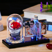 敬平汽车摆件照片定制车内饰品女车载香水晶装饰创意个性摇头公仔 浪漫红玫瑰+香水底座 平挂摆件