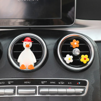 敬平车载香水香薰摆件空调出风口创意网红加油鸭车内用香氛汽车装饰女 加油鸭-红+新款泫雅花(送香精) 平挂摆件