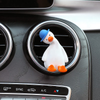 敬平车载香水香薰摆件空调出风口创意网红加油鸭车内用香氛汽车装饰女 歪头加油鸭-蓝(送香精) 平挂摆件