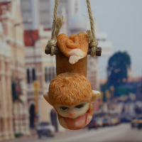 敬平齐天大圣个性汽车摇头公仔车载孙悟空摆件车内创意装饰品男女礼物 土黄猴子摘桃挂后视镜款 平挂摆件