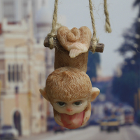 敬平齐天大圣个性汽车摇头公仔车载孙悟空摆件车内创意装饰品男女礼物 棕色猴子摘桃挂后视镜款 平挂摆件