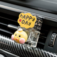 敬平汽车内饰出风口香薰夹车载创意车内香水空调卡通装饰品可爱摆件女 happy+腮红鸭[送一瓶香精] 平挂摆件