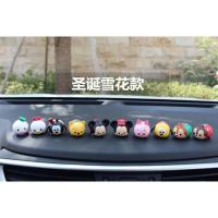 敬平创意卡通米奇米妮汽车中控台摆件公仔可爱车载装饰车内饰品女 圣诞款+无痕胶 平挂摆件