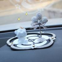 敬平网红女神个性创意车用品中控台车载香水可爱车内饰品摆件汽车装饰 白熊+白水钻气球+雏菊防滑垫 平挂摆件