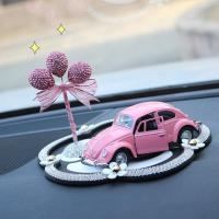 敬平网红女神个性创意车用品中控台车载香水可爱车内饰品摆件汽车装饰 粉钻气球+粉车+雏菊防滑垫 平挂摆件