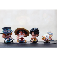 敬平动漫创意个性手办索隆乔巴路飞索隆公仔汽车载摆件模型礼物 3人+船+长垫 平挂摆件