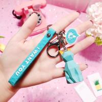 敬平汽车定制照片挂绳挂件女亚克力卡通可爱情侣编织钥匙链diy 蓝猫咪钥匙扣(配件)车用钥匙扣汽车钥匙扣