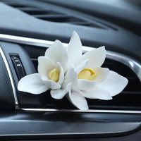 敬平大气车载出风口摆件女人车内饰品玉兰花香薰香水礼品精致 配美国葡萄柚 进口精油 天然单方 平挂摆件