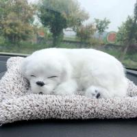 敬平汽车上竹炭狗狗小车装饰品车内摆件公仔可爱趴趴狗创意小狗车载女 大号白色拉布拉多-毛绒垫 平挂摆件