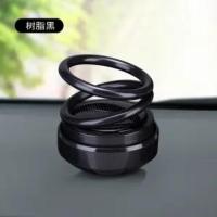 敬平抖音同款太阳能双环悬浮车载香薰自动旋转网红车内饰品香水座摆件 黑色(太阳能ABS树脂款) 收藏送3片香熏 平挂摆件