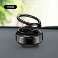 敬平抖音同款太阳能双环悬浮车载香薰自动旋转网红车内饰品香水座摆件 黑色(太阳能纯金属款) 收藏送3片香熏 平挂摆件