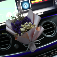 敬平韩国创意汽车出风口手工干花束香水车载女摆件车内空调香薰夹装饰 深紫勿忘我满天星 平挂摆件