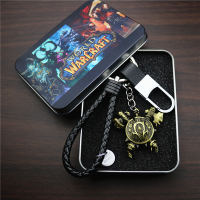 敬平WOW魔兽世界周边汽车用钥匙扣圈挂件炉石守望先锋DOTA2饰品铁礼盒 古铜色兽人标志 印花铁盒汽车钥匙扣