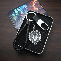 敬平WOW魔兽世界周边汽车用钥匙扣圈挂件炉石守望先锋DOTA2饰品铁礼盒 古银色狮心标志 印花铁盒汽车钥匙扣