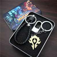 敬平WOW魔兽世界周边汽车用钥匙扣圈挂件炉石守望先锋DOTA2饰品铁礼盒 古铜色部落标志 印花铁盒汽车钥匙扣