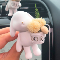 敬平ins车载扩香石可爱垂耳兔空调出风口香水汽车香薰车内装饰品摆件 刺球球永生花款 平挂摆件