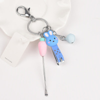 敬平韩国时尚创意钥匙扣可爱女实用钥匙环挂件兔宝宝指甲刀汽车钥匙圈 蓝色车用钥匙扣汽车钥匙扣