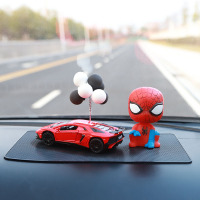敬平汽车摆件车内男士车载饰品抖音同款创意车上中控台车用品大全 蜘蛛侠+兰博红+气球+垫子 平挂摆件