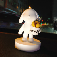 敬平汽车ins可爱垂耳兔车载香水女用香薰扩香石膏空调出风口装饰摆件 兔子抱花盆摆件(送防滑垫) 平挂摆件