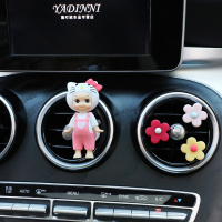 敬平车载香水摆件女创意个性可爱车内出风口香薰挂件车用香氛汽车装饰 KT猫+泫雅3小花(送香片) 平挂摆件