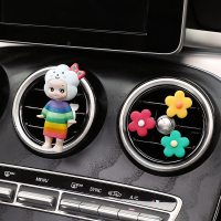 敬平车载香水摆件女创意个性可爱车内出风口香薰挂件车用香氛汽车装饰 彩虹云+泫雅3小花(送香片) 平挂摆件