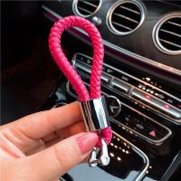 敬平卡通汽车钥匙挂绳黑色车用编织钥匙扣个性创意钥匙链小挂件女 简约玫红车用钥匙扣汽车钥匙扣