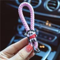 敬平卡通汽车钥匙挂绳黑色车用编织钥匙扣个性创意钥匙链小挂件女 大象小新-粉绳车用钥匙扣汽车钥匙扣