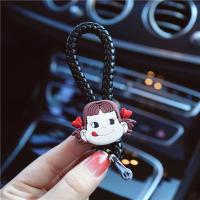 敬平卡通汽车钥匙挂绳黑色车用编织钥匙扣个性创意钥匙链小挂件女 牛奶妹-黑绳车用钥匙扣汽车钥匙扣