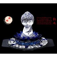 敬平汽车摆件车内饰用品香水座弥勒佛男女创意车载座式佛像 天蓝三层莲花香水款 平挂摆件