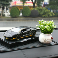 敬平兰博基尼汽车摆件 仿真合金超跑车模770车模型车载摆件车内饰品男 热破磨砂黑+白吉祥果+大普黑垫 平挂摆件