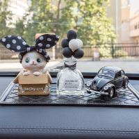 敬平汽车装饰可爱猫咪摇头女车载气球摆饰个性创意中控台车内饰品摆件 大眼猫(发带)+黑色车+黑白气球(玻璃瓶)+防滑挂摆件