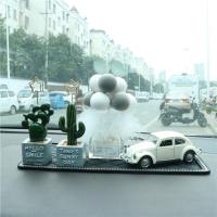 敬平汽车内饰创意仿真植物仙人掌盆栽摆件车载装饰车内用品中控台摆台 SMSU+毛毛瓶灰白球+汽车+钻垫 平挂摆件