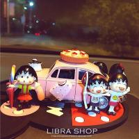 敬平复古老爷车车模甲壳虫车内饰品汽车香水座汽车摆件车载香水女 小丸子-粉车(送迪士尼垫) 平挂摆件