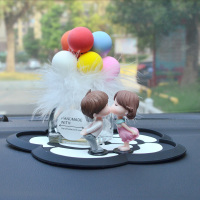 敬平车载香水座淡香车内饰品摆件女个性漂亮网红汽车用品创意装饰 羽毛款香水座七彩气球+亲嘴娃娃+山茶花防滑垫 平挂摆件