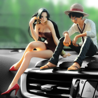 敬平汽车摆件路飞动漫手办网红车内饰品雪乃车载中控台摆件机箱装饰品 黑沙发男+黑沙发女 平挂摆件