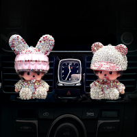 敬平汽车空调出风口香水车载可爱卡通香薰摆件淡香车内饰品女 粉色鸭舌帽+粉色兔帽 平挂摆件