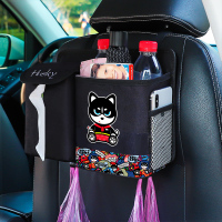 敬平车载垃圾桶挂式折叠置物桶箱汽车内用品卡通多功能创意车上收纳袋 七彩二哈-(内置防水桶+增加纸巾盒) 平