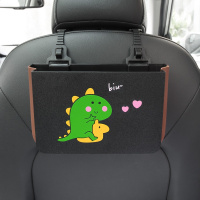 敬平车载垃圾桶可折叠卡通挂式收纳袋储物桶后排汽车内用置物车用创意 小恐龙-垃圾桶[送垃圾袋/卷] 平