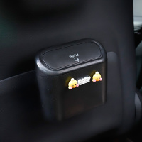 敬平卡通可爱汽车用品大全车载垃圾桶车内装饰多功能挂式收纳置物盒 玻尿酸鸭升级自动回盖垃圾桶(送垃圾袋) 平