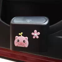 敬平创意车载垃圾桶汽车内用卡通可爱多功能车门挂式收纳置物储物桶女 小猪猪---多功能垃圾桶(送1卷垃圾袋) 平