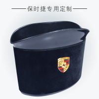 敬平车载汽车内用雨伞收纳盒箱时尚创意悬挂式置物桶垃圾袋大号 法兰绒黑色-定制[保时捷]合金车标 平车载垃圾桶
