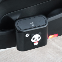 敬平卡通可爱汽车载垃圾桶车内多功能挂式置物盒杂物收纳自动回盖通用 小熊猫-自动回盖垃圾桶 平