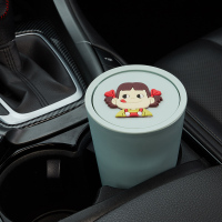 敬平车载垃圾桶创意多功能可爱车内用品女卡通内饰汽车挂式收纳置物桶 绿色-小姑娘-送垃圾袋 平