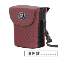 敬平沃尔沃V40/XC60/XC90/S60L/S90/V60/V90改装汽车收纳袋车载垃圾桶 沃尔沃标 酒红款 平