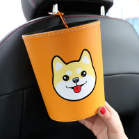 敬平卡通车载垃圾桶汽车汽车内用挂式收纳置物袋车门前排收纳车上用品 柴犬垃圾桶(送挂钩垃圾袋) 平