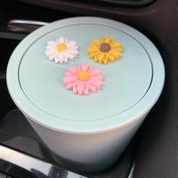 敬平车载垃圾桶汽车上用品带盖车内用垃圾筒车用车上前排创意卡通可爱 绿色-小雏菊3朵+送15个垃圾袋 平