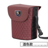 敬平保时捷卡宴/panamera/macan/帕纳梅拉/改装汽车收纳袋车载垃圾桶 保时捷标 酒红款 平